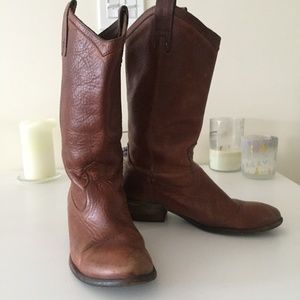 Frye Western cowboy leather brown boots size 8